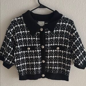 H&M Black and White Textured Cardigan